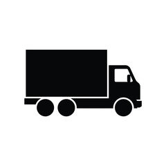 Simple black silhouette icon of a box truck