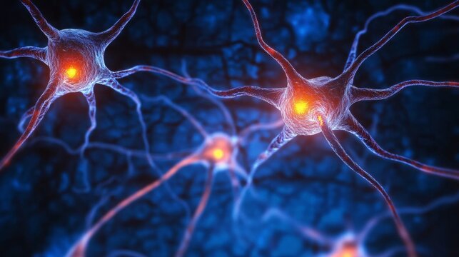 Futuristic Digital Neural Network Illustration Showcasing Synaptic Activity and Connectivity