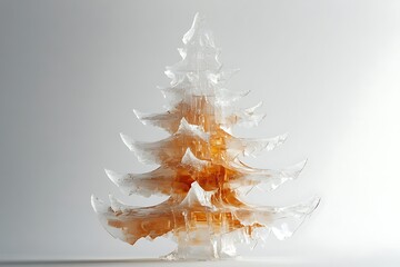 A modern Christmas tree sculpture made of segmented pieces with shiny highlights.