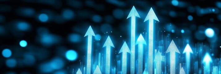 Futuristic Blue Digital Arrows Indicating Growth and Progress in the Financial Industry Trends