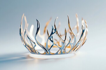 A modern festive crown featuring smooth metal construction and illuminated LED details.