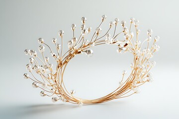 A high-tech holiday crown made of polished metal with subtle glowing lights.