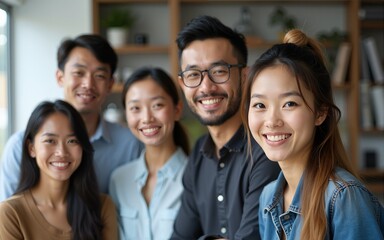 Group of Young Asian business team creative businesspeople coworker in office Happy to be successful partnership teamwork celebrating achievement and success concept. High quality