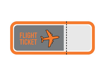 Orange Flight Ticket with Airplane Icon for Travel and Transportation.