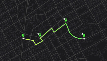 Navigation mapping technology, distance and turns of the path. Vector © Vadym