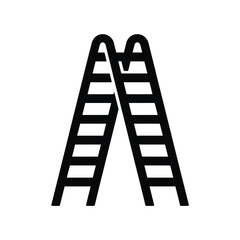 Simple outline icon of two crossed ladders on white background