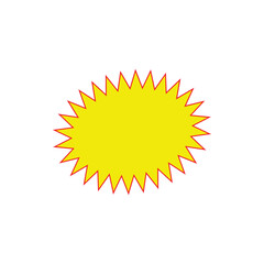 isolated bright yellow sunburst starburst badge sticker vector for special offer and promotion sale graphic.