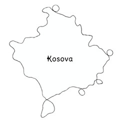 Kosova continuous line map. line art of kosova map. single outline vector illustration