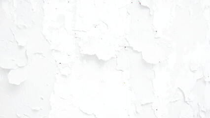 Panorama of Old cement wall painted white, peeling paint texture and background
