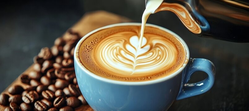 Creating Beautiful Latte Art Captivating Coffee Designs with Creamy Milk in a Perfect Cappuccino