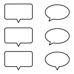 Obraz premium Set of six blank speech bubble icons in rectangular and oval shapes