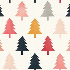 Obraz premium Geometric pine shapes in soft pastels repeating cleanly, christmas pattern, modern minimal holiday