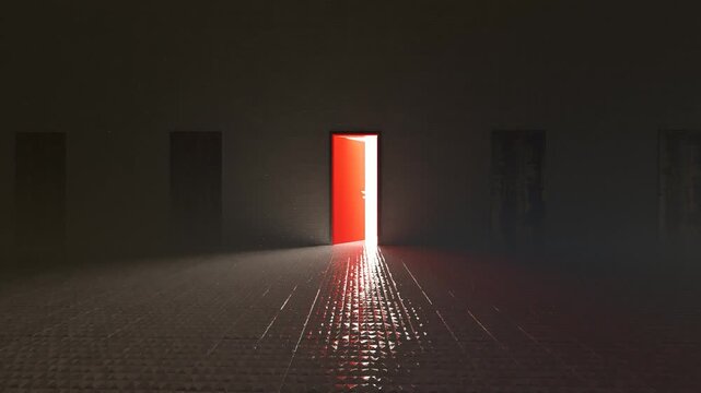 Liminal Corridor With Many Doors &ndash; 3D Render