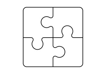 4 puzzle pieces fit together. Vector illustration.