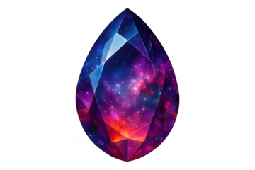 Teardrop gemstone with galaxy nebula universe inside