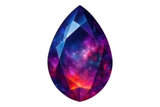 Teardrop gemstone with galaxy nebula universe inside