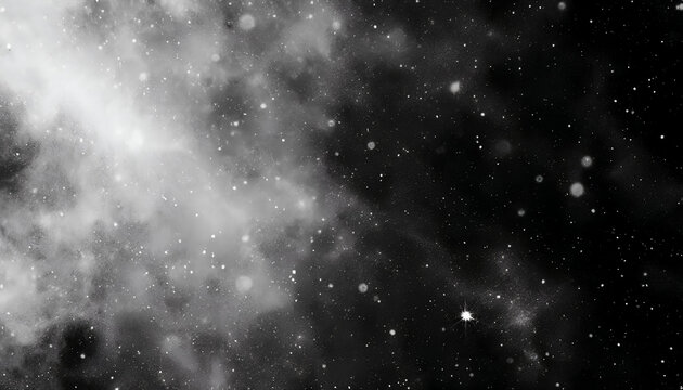 Dusty nebula cloud and star field – monochrome space texture background