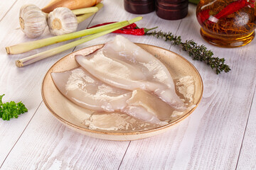 Raw calamari bodies for cooking