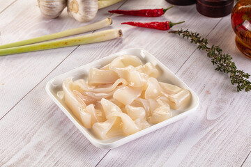 Raw squid rings for cooking