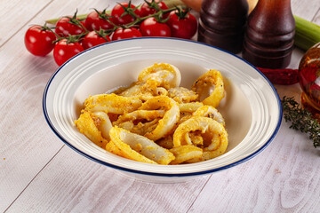 Roasted squid rings snack appetizer