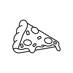 A line drawing of a pizza slice with crust cheese and pepperoni