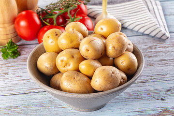 Uncooked raw yellow baby potato