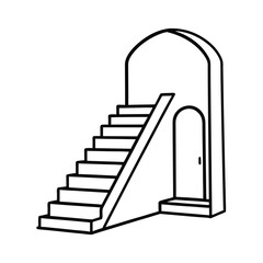 Stairway to heaven concept with a 3D white staircase leading up to the sky for business success and achievement