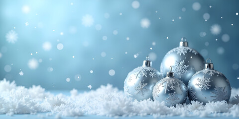 Frosted Silver Christmas Ornament Background with Elegant Winter Style