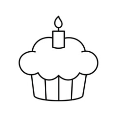 Cupcake with candle outlined design