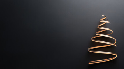 Minimalist Christmas tree design crafted from a spiraling string of glowing LED lights, creating a festive and modern representation of holidays and celebration against a dark background