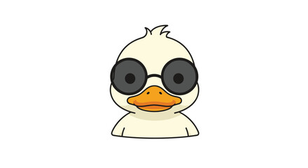 Adorable cartoon duckling wearing oversized round black sunglasses portraying a cool and funny animal character.