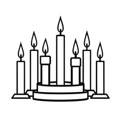 Set of birthday candles burning brightly for a happy holiday celebration