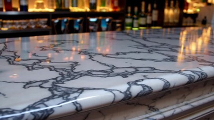 Marble bar elegance simple compose with polished surface, luxury counter and modern interior, ambient lighting reflection, stylish glossy finish