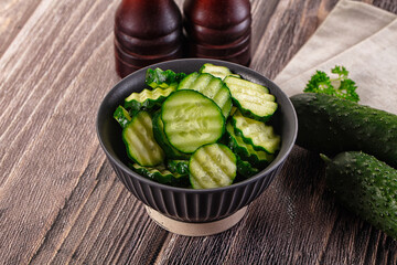 Fresh green ripe cucumber slices