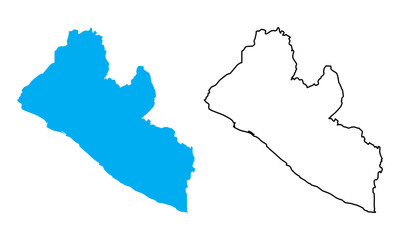 Obraz premium Liberia country map. Map in various outline and blue silhouette styles