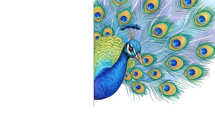 Fototapeta premium Peacock displaying colorful feathers