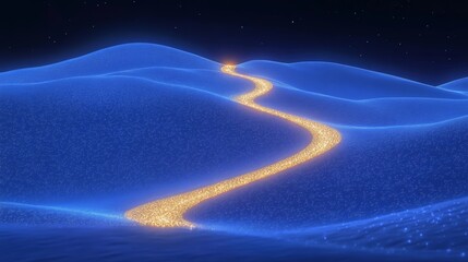 Abstract Sand Terrain under Starry Nights Illuminated Pathway Through Imagination Landscapes