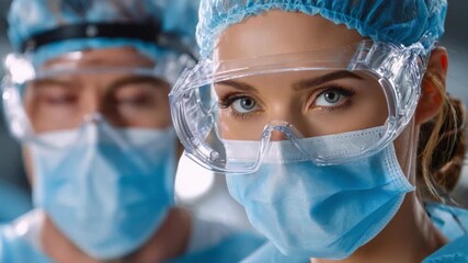 Surgical Team: A close-up shot of a surgical team at work, highlighting the focus, dedication, and expertise required in the operating room. A woman is in the foreground.