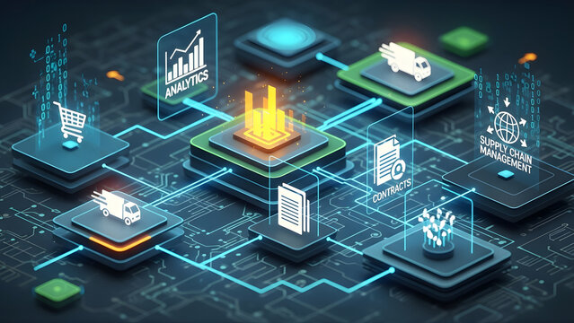 Digital procurement and supply chain management concept with integrated analytics and logistics
Contracts, digital transformation, and business solutions for modern procurement and supply chain effici