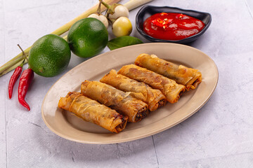 Stuffed Vietnamese Nem roll with meat