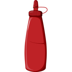 Red Squeeze Bottle With Cap And Red Lid Filled With Ketchup Or Sauce Transparent Background