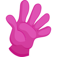 Pink Cartoon Hand Showing Five Fingers Against Transparent Background With Pixelated Texture