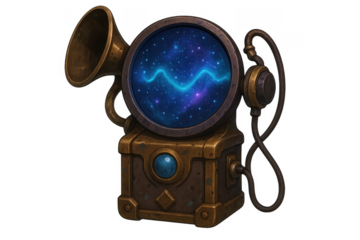 Steampunk cosmic receiver processing sound waves