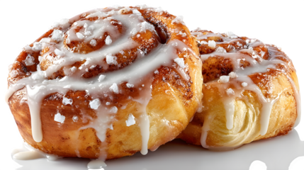 Cinnamon Rolls with Icing, isolated on transparent background