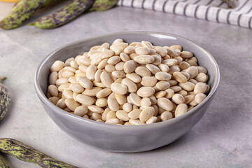 Raw dry white beans heap