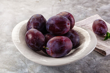 Ripe sweet fresh juicy plums