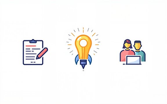Set of Business audit, Startup strategy and Employee icons. Management line icons. Business strategy, Startup and Teamwork. Organization management, report and group algorithm. Employee job. Vector