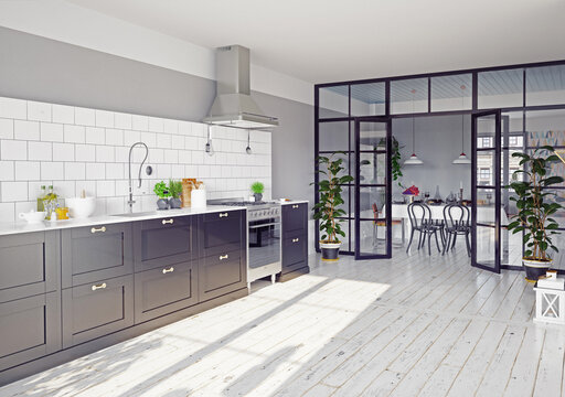 modern kitchen interior.