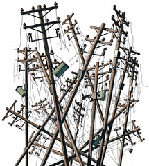 broken electric poles.