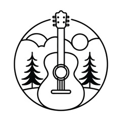 Music anchor decoration sign electric guitar set vector icon illustration cross symbol design silhouette